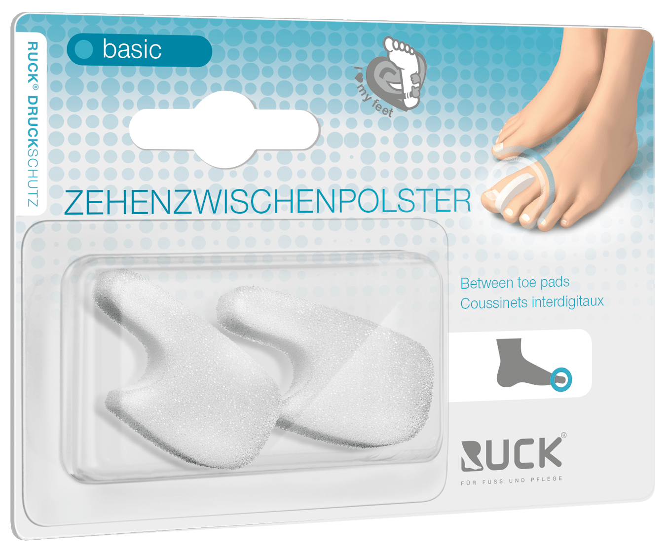 RUCK DRUCKSCHUTZ - Pads for Spaces between Toes in black
