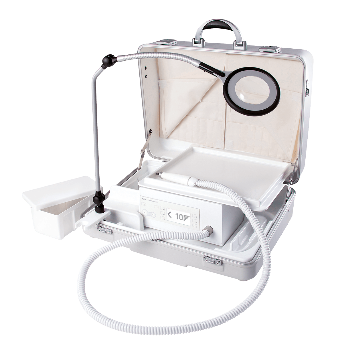 PODOLOG - Briefcase set with lamp in white