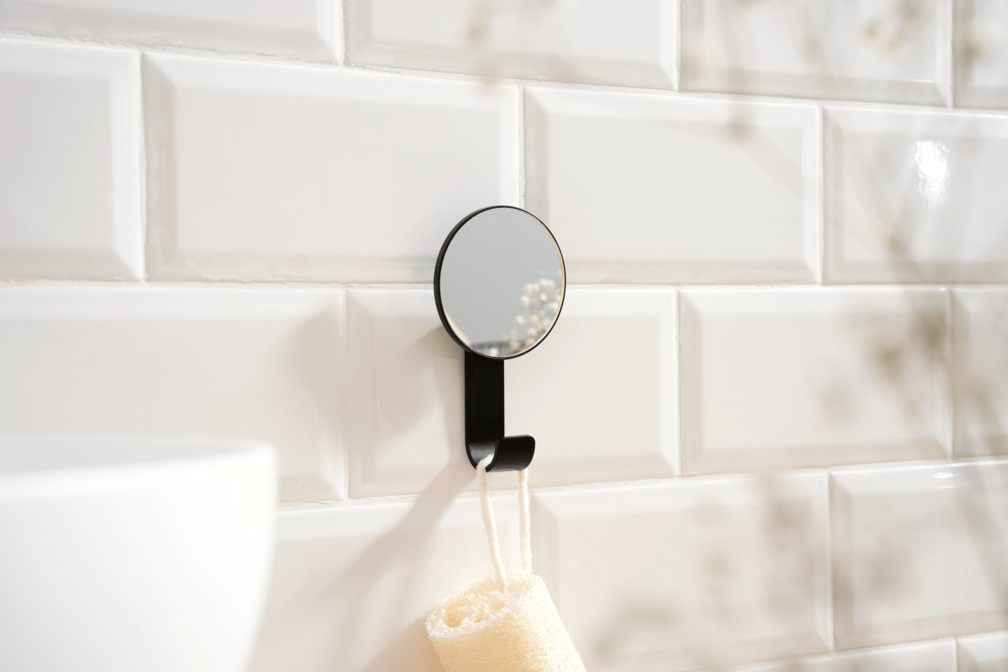 RUCK - Kosmetik-Minispiegel, selbstklebend, schwarz matt,&nbsp; Ø 7 cm