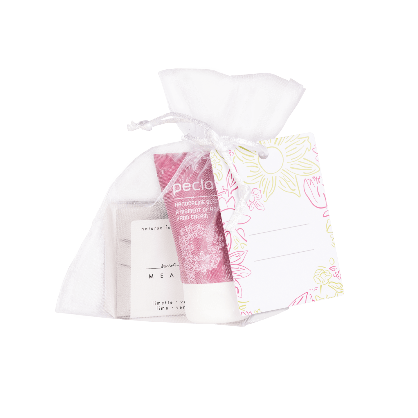 A Moment of Happiness Gift Set incl. Hand Cream 30ml and Natural Soap Meadow, 50g, lime and verbena