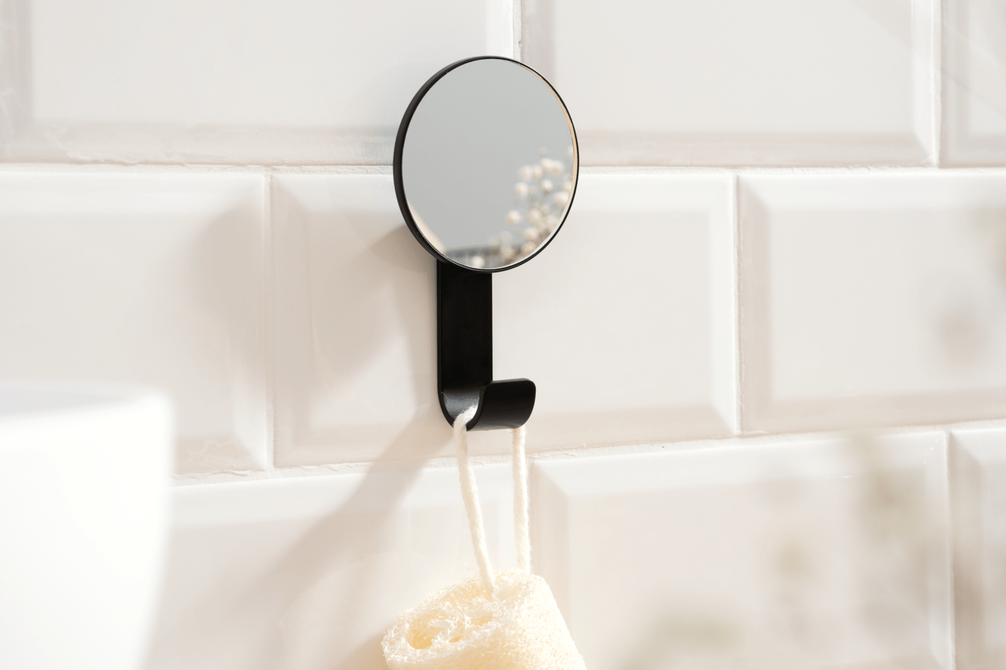 RUCK - Kosmetik-Minispiegel, selbstklebend, schwarz matt, Ø 7 cm
