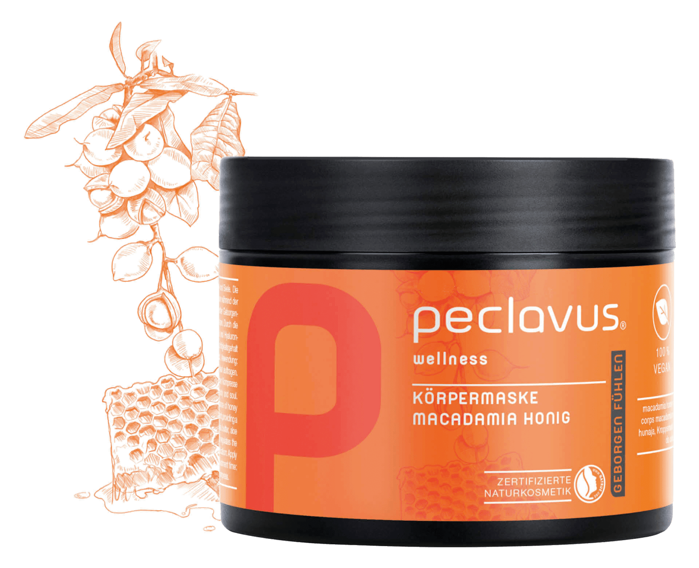 peclavus - Körpermaske Macadamia Honig, 500 ml