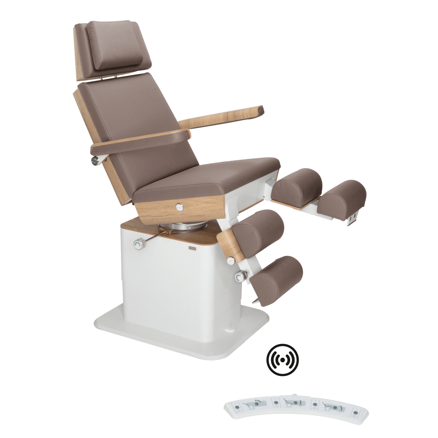 RUCK - MOON Podiatry Chair/Couch with motorised leg sections and patient control in nutmeg