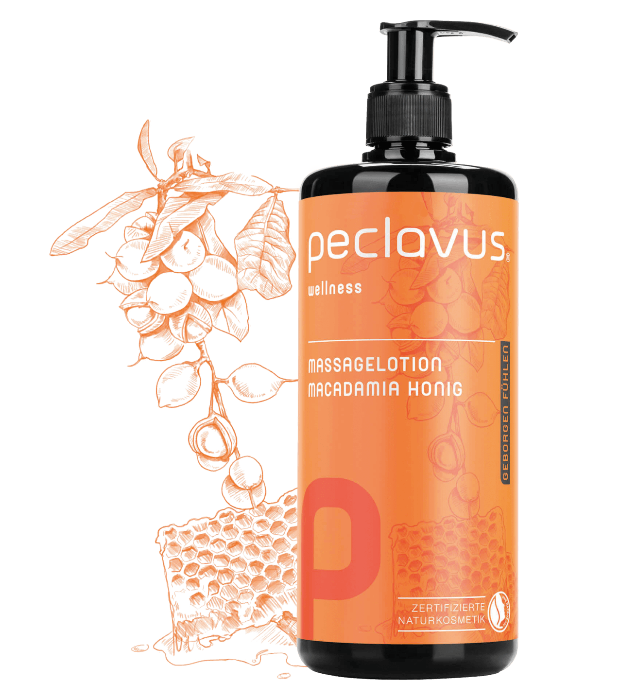 peclavus - Massagelotion Macadamia Honig, 500 ml